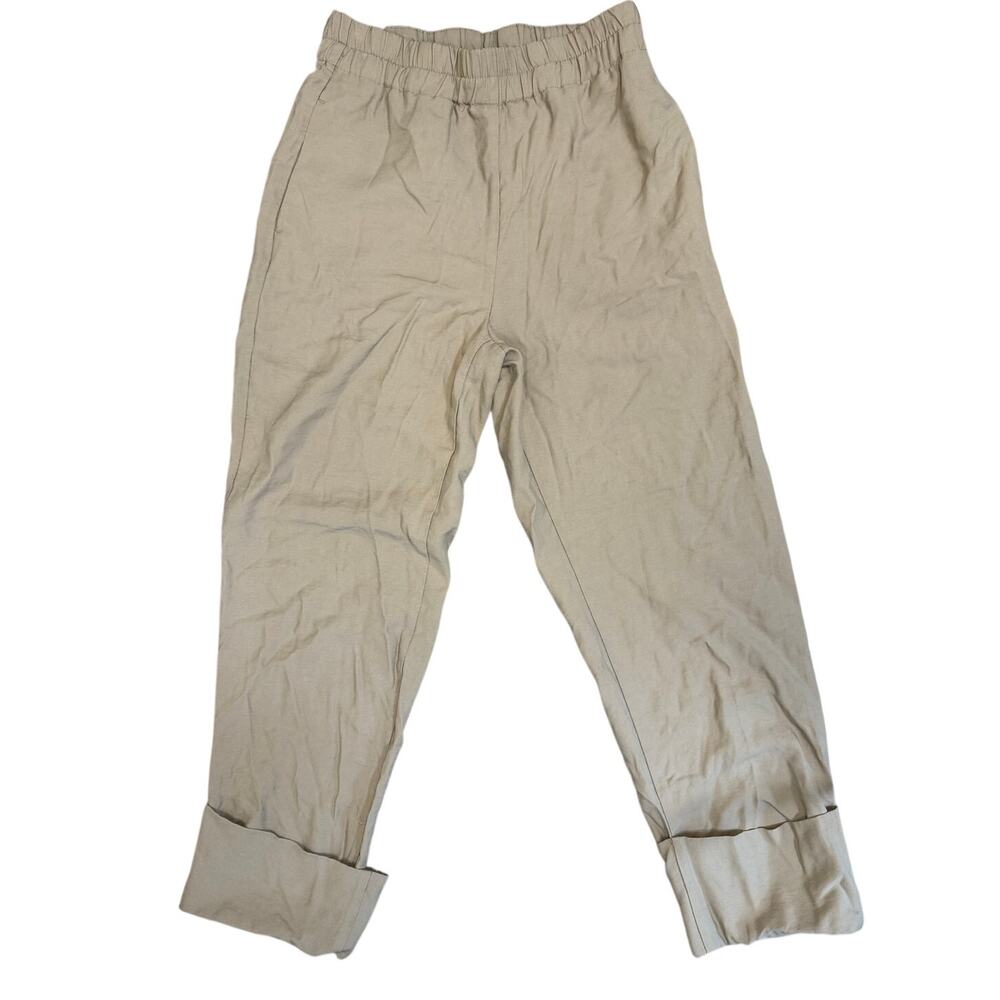 ZARA Elastic Waist Cropped Pull-On Pants - Tan - Size XS